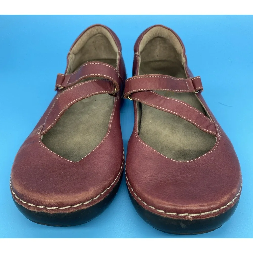 Vionic Judith Mary Jane Flats Shoes Womens US 7.5 Burgundy Leather Orthaheel